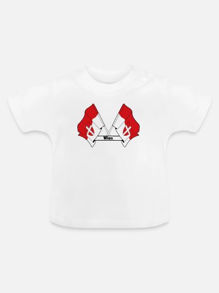 Wiener Flaggen mit Text - Baby Bio-T-Shirt mit Rundhals - Weiß