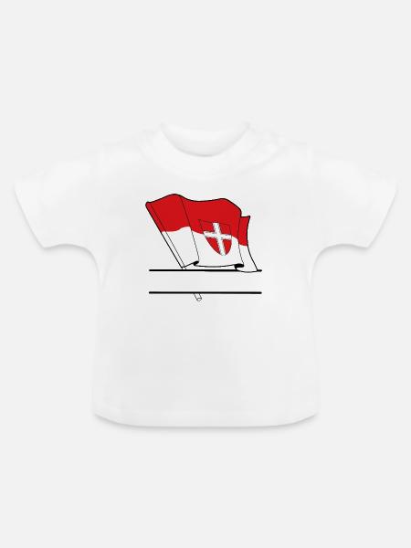 Wien-Flaggen-Namensraum - Baby Bio-T-Shirt mit Rundhals - Weiß