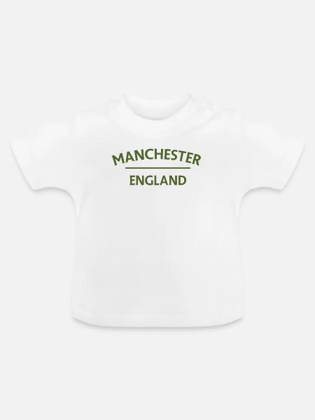 Manchester – England Lyric Design - Baby Bio-T-Shirt mit Rundhals - Weiß