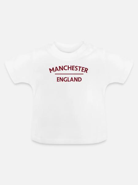 Manchester – England Lyric Design - Baby Bio-T-Shirt mit Rundhals - Weiß