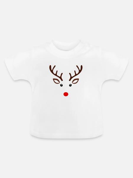 Minimales Rentiergesicht - Baby Bio-T-Shirt mit Rundhals - Weiß