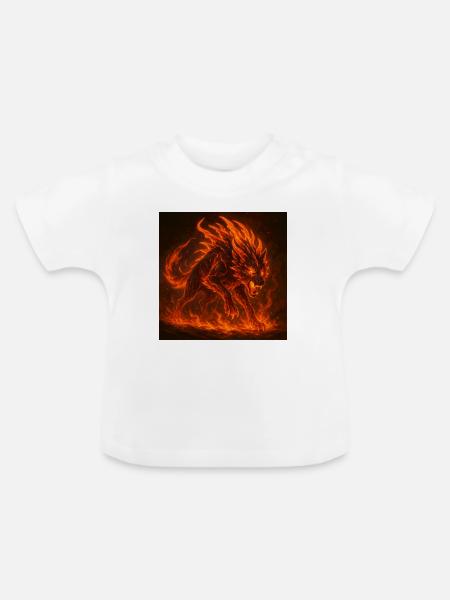 Lava-flammender Wolf - Baby Bio-T-Shirt mit Rundhals - Weiß