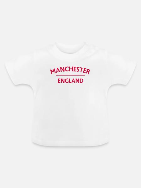 Manchester – England Lyric Design - Baby Bio-T-Shirt mit Rundhals - Weiß