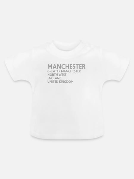 Manchester – England Lyric Design - Baby Bio-T-Shirt mit Rundhals - Weiß