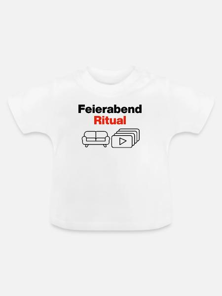Feierabend Ritual – Sofa & Serien & Chill - Baby Bio-T-Shirt mit Rundhals - Weiß