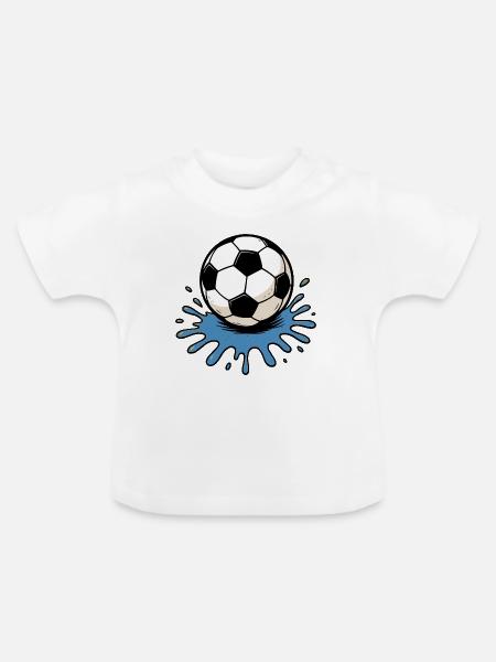 Spritzender Fußball - Baby Bio-T-Shirt mit Rundhals - Weiß