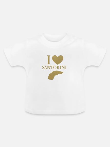 Ich liebe Santorini Gold - Baby Bio-T-Shirt mit Rundhals - Weiß
