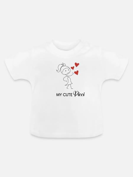 Süßes Mädchen mit kleinen Herzen - Baby Bio-T-Shirt mit Rundhals - Weiß