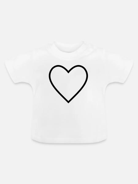 Herz Lineart - Baby Bio-T-Shirt mit Rundhals - Weiß
