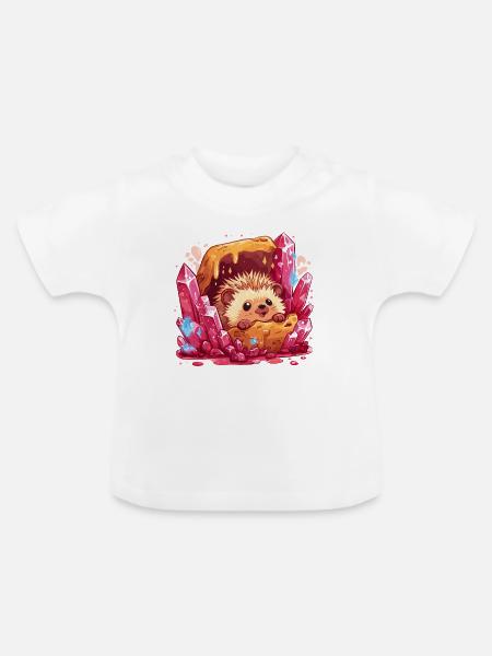 Igel im Kristallhonig Nest - Baby Bio-T-Shirt mit Rundhals - Weiß
