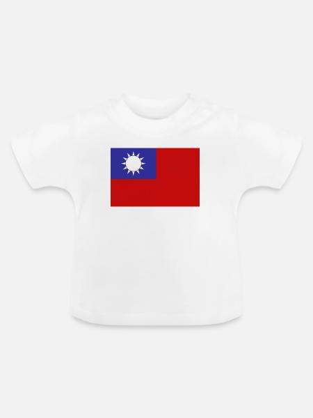 Taiwan-Flagge - Baby Bio-T-Shirt mit Rundhals - Weiß