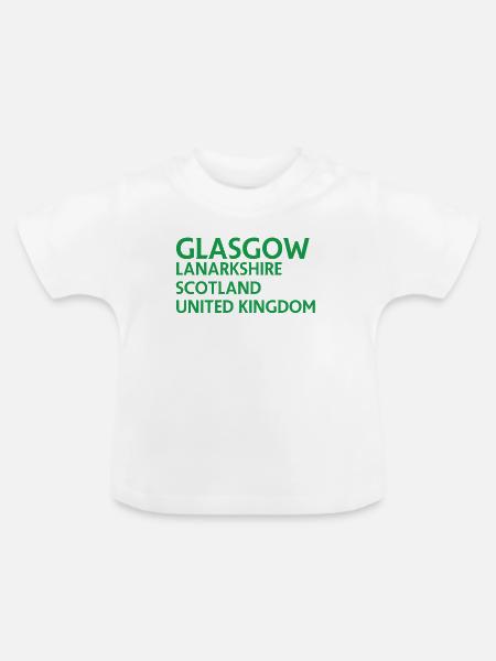 Glasgow – Scotland Textdesign - Baby Bio-T-Shirt mit Rundhals - Weiß