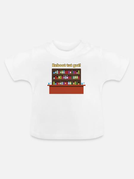 Reboot Bar: Bunte Flaschen - Baby Bio-T-Shirt mit Rundhals - Weiß