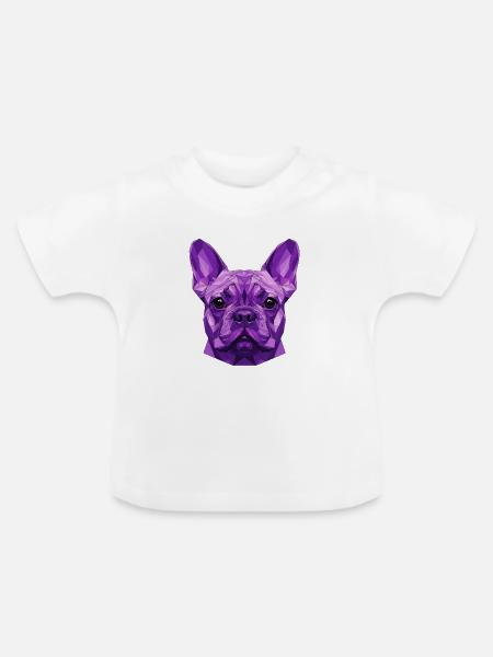 Violetter Polygonhund - Baby Bio-T-Shirt mit Rundhals - Weiß