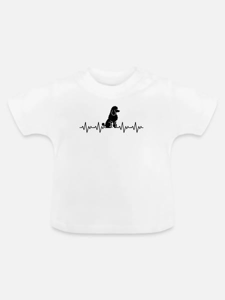 Pudel EKG Herzschlag - Baby Bio-T-Shirt mit Rundhals - Weiß
