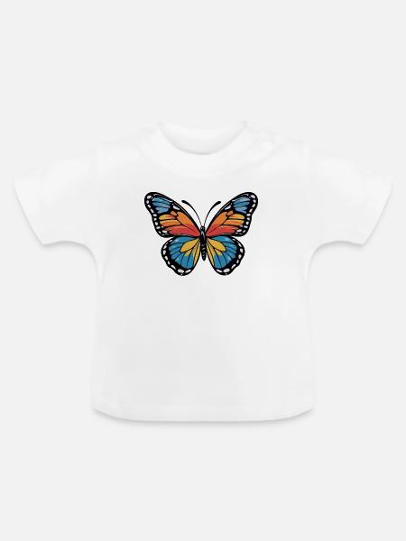Bunter Schmetterling Farbenspiel - Baby Bio-T-Shirt mit Rundhals - Weiß