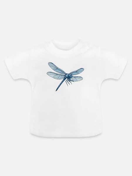 Geometrische Drachenfliege Blau - Baby Bio-T-Shirt mit Rundhals - Weiß