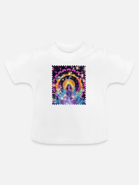 Mandala Meditation Aura - Baby Bio-T-Shirt mit Rundhals - Weiß