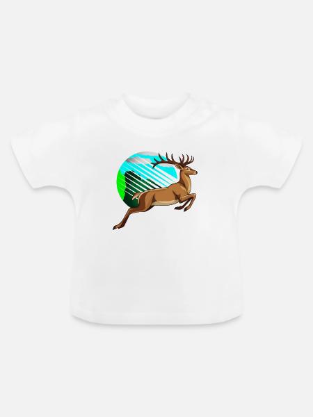 Luftsprunghirsch im Neonkreis - Baby Bio-T-Shirt mit Rundhals - Weiß