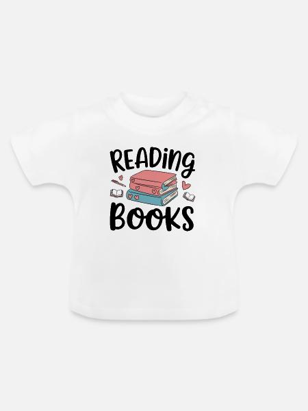 Bücher lesen - Baby Bio-T-Shirt mit Rundhals - Weiß