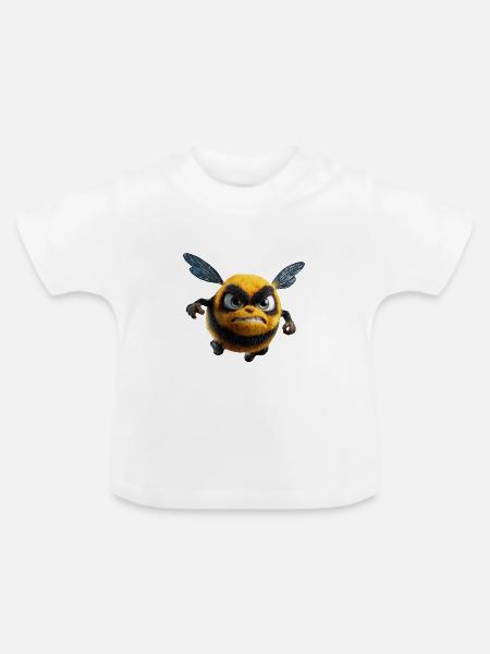 Wuetende_Hummel_Comic_3D_Wut_Insekt_Design - Baby Bio-T-Shirt mit Rundhals - Weiß