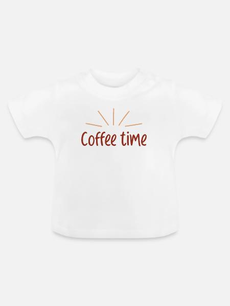 Retro Sunshine Time Kaffee - Baby Bio-T-Shirt mit Rundhals - Weiß