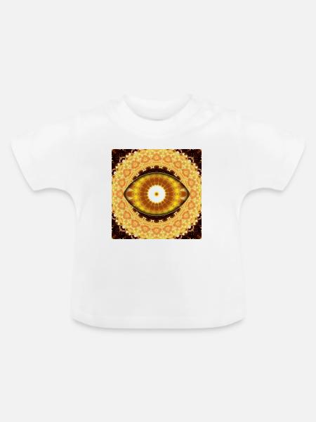 Sonnenauge Mandala Strahlen - Baby Bio-T-Shirt mit Rundhals - Weiß