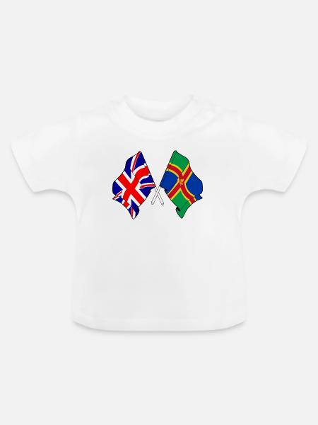 Lincolnshire-Flagge + Großbritannien - Baby Bio-T-Shirt mit Rundhals - Weiß