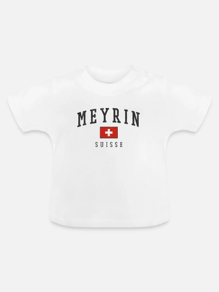 Meyrin Schweiz Flaggenbogen - Baby Bio-T-Shirt mit Rundhals - Weiß