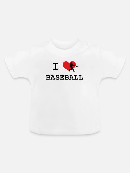 Ich liebe Baseball - Baby Bio-T-Shirt mit Rundhals - Weiß