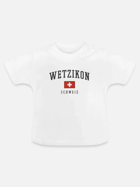 Wetzikon Schweiz Flagge - Baby Bio-T-Shirt mit Rundhals - Weiß
