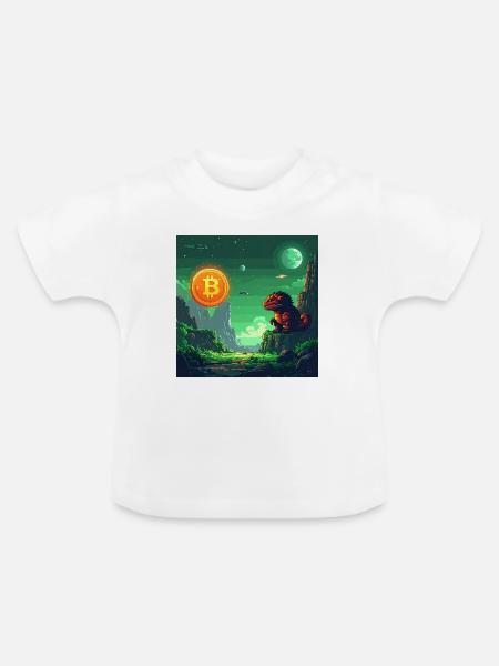 Space Bitcoin Odyssee - Baby Bio-T-Shirt mit Rundhals - Weiß