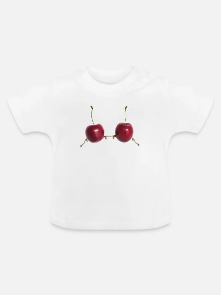 Kirschenherz Verbindung - Baby Bio-T-Shirt mit Rundhals - Weiß