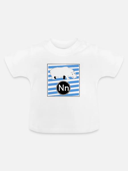 Ni wie Nilpferd - Baby Bio-T-Shirt mit Rundhals - Weiß
