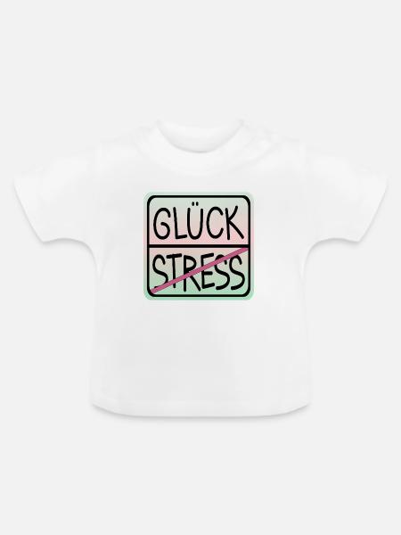 IDENTITÄT STRESS GLÜCK - Baby Bio-T-Shirt mit Rundhals - Weiß