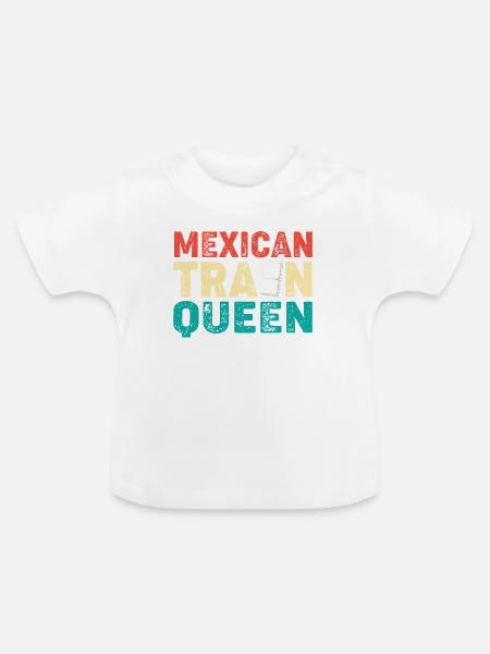 Domino Mexican Train - Baby Bio-T-Shirt mit Rundhals - Weiß