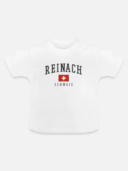 Reinach Schweiz Logo Kreuz - Baby Bio-T-Shirt mit Rundhals - Weiß