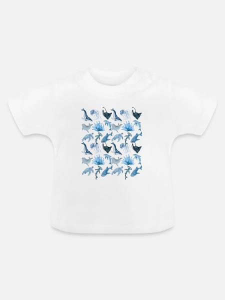 Ocean animals (big) - Baby Bio-T-Shirt mit Rundhals - Weiß