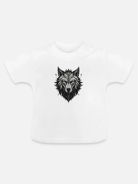 Nachtstilisierter Wolf - Baby Bio-T-Shirt mit Rundhals - Weiß