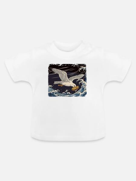 Möwen stiehlt Sandwich Lustig - Baby Bio-T-Shirt mit Rundhals - Weiß
