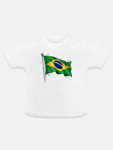 Brasilien Flagge - Baby Bio-T-Shirt mit Rundhals - Weiß