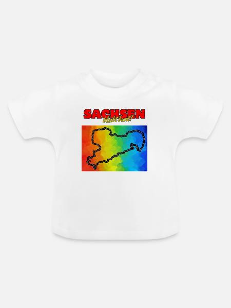 SACHSEN BLEIBT BUNT! - Baby Bio-T-Shirt mit Rundhals - Weiß