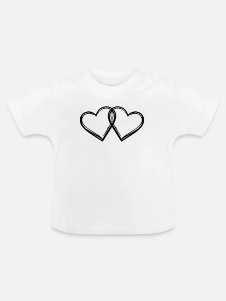 Herzen Paar Ehe - Baby Bio-T-Shirt mit Rundhals - Weiß