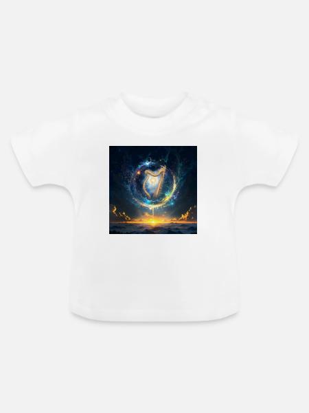 Harfe in Cosmic Dawn - Baby Bio-T-Shirt mit Rundhals - Weiß