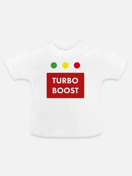 Turbo Boost Retro-Text - Baby Bio-T-Shirt mit Rundhals - Weiß