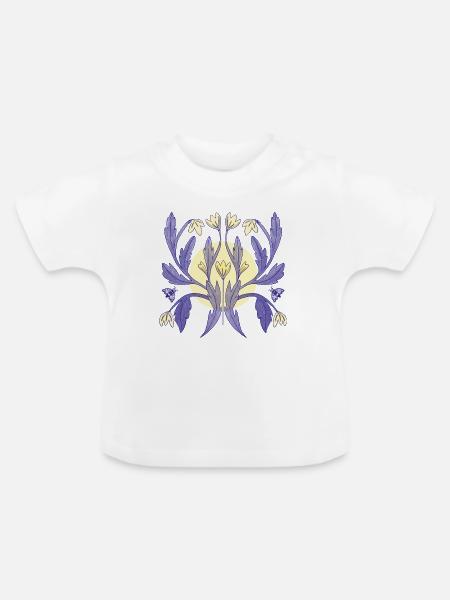 Blumenornament Sonnenschein - Baby Bio-T-Shirt mit Rundhals - Weiß