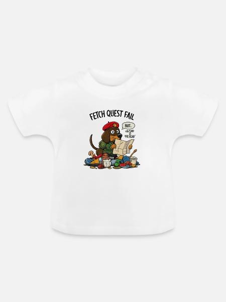 Hol-Quest-Fehlschlag Welpe - Baby Bio-T-Shirt mit Rundhals - Weiß