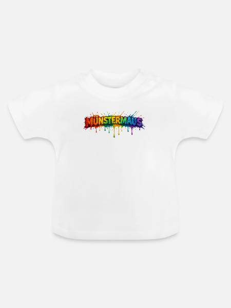 MünsterMaus Farbensplash - Baby Bio-T-Shirt mit Rundhals - Weiß