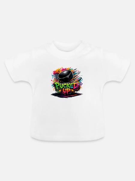 Pucked Up Graffiti Puck - Baby Bio-T-Shirt mit Rundhals - Weiß