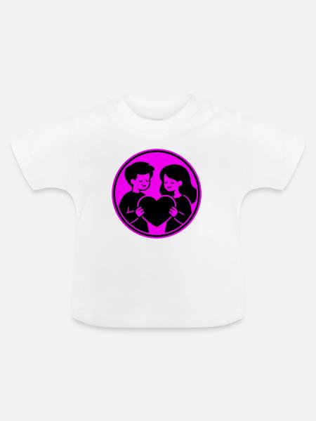 Paar Herz Beziehung - Baby Bio-T-Shirt mit Rundhals - Weiß